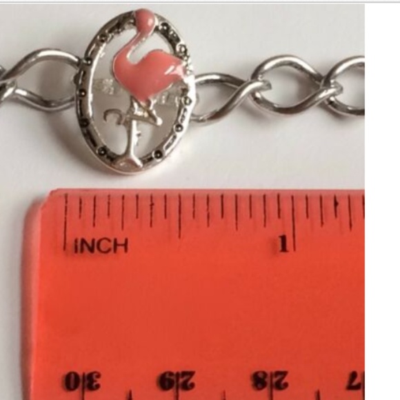 Silver Flamingo Bracelet 8" Hibiscus Island Bird - Picture 8 of 8